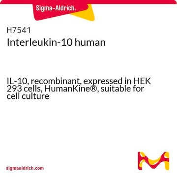 Interleukin-10 human IL-10, recombinant, expressed in HEK 293 cells, HumanKine&#174;, suitable for cell culture