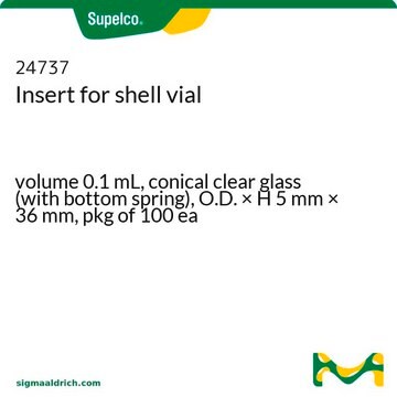 Insert for shell vial volume 0.1&#160;mL, conical clear glass (with bottom spring), O.D. × H 5&#160;mm × 36&#160;mm, pkg of 100&#160;ea