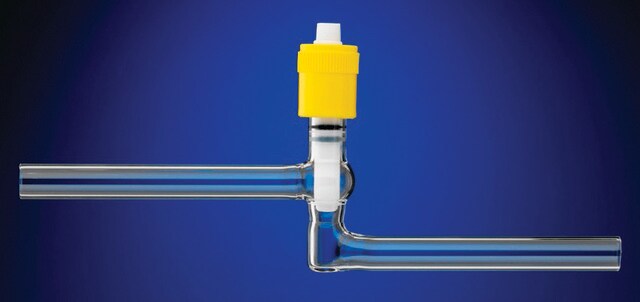 J. Young high-vacuum PTFE valve, straight through stopcock size 6&#160;mm, side arm O.D. 9&#160;mm