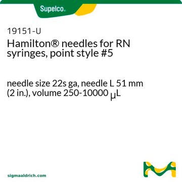 Hamilton&#174; needles for RN syringes, point style #5 needle size 22s ga, needle L 51&#160;mm (2&#160;in.), volume 250-10000&#160;&#956;L