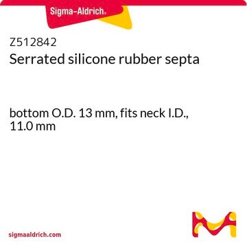 Serrated silicone rubber septa bottom O.D. 13&#160;mm, fits neck I.D., 11.0&#160;mm