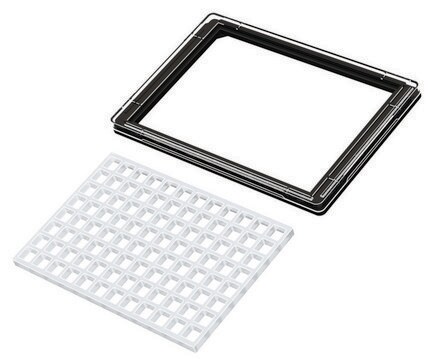 Grace Bio-Labs FlexPlate MP&#8482; microtiter plate superstructure size 96&#160;wells, L × W 7.25&#160;mm × 7.25&#160;mm, clear silicone, adhesive one side, with black polystyrene frame