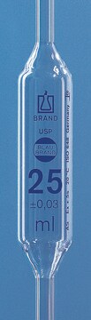 BRAND&#174; USP BLAUBRAND&#174; volumetric pipettes, one-mark capacity 25&#160;mL, class AS, USP, DE-M