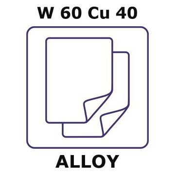 Tungsten-copper alloy, W60Cu40 foil, 75 x 100mm, 0.25mm thickness