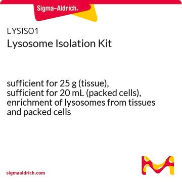 Lysosome Isolation Kit sufficient for 25&#160;g (tissue), sufficient for 20&#160;mL (packed cells), enrichment of lysosomes from tissues and packed cells