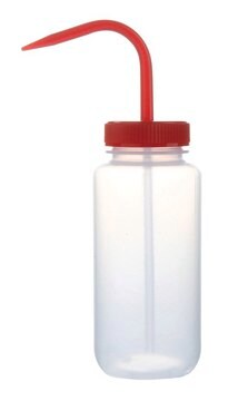 Wide mouth wash bottle capacity 500&#160;mL, red PE-LD bottle