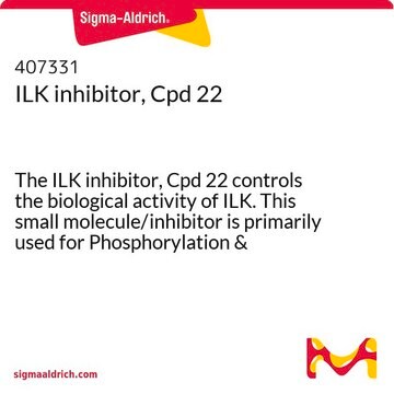 ILK inhibitor, Cpd 22 The ILK inhibitor, Cpd 22 controls the biological activity of ILK. This small molecule/inhibitor is primarily used for Phosphorylation &amp; Dephosphorylation applications.