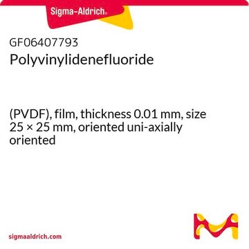 Polyvinylidenefluoride (PVDF), film, thickness 0.01&#160;mm, size 25 × 25&#160;mm, oriented uni-axially oriented