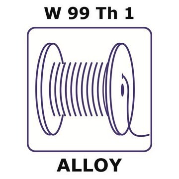 Thoriated tungsten wire, W 99%/Th 1%, 0.15&#160;mm diameter, length 10 m, temper as drawn