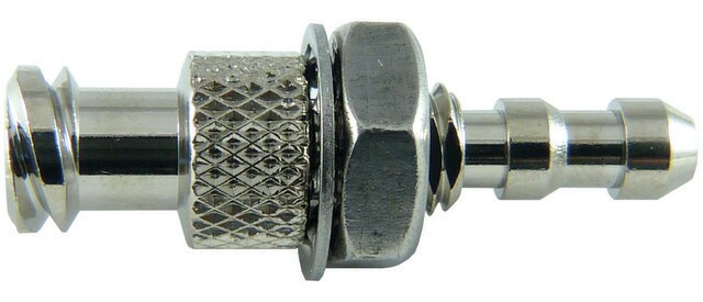 ルアー－チューブコネクター bulkhead panel mounted Micro-Mate&#174; female Luer to hose end for 1/8 in. to 3/16 in. I.D. tubing, nickel plated