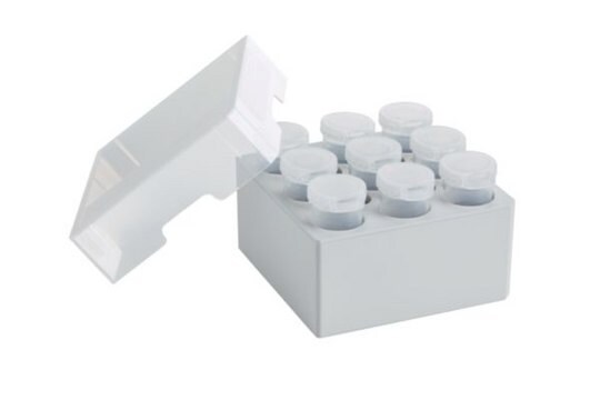 Eppendorf&#174; Storage Box 3 x 3 for 9 tubes, case of 2&#160;pieces, H (88.9&#160;mm), polypropylene, autoclavable, with lid and alphanumeric code