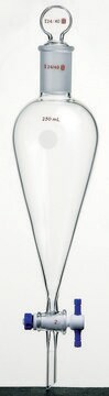 Synthware&#8482; Squibb-style separatory funnel with PTFE stopcock and PTFE stopper 125 mL, top joint: ST/NS 14/20