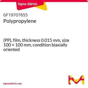 Polypropylene (PP), film, thickness 0.015&#160;mm, size 100 × 100&#160;mm, condition biaxially oriented