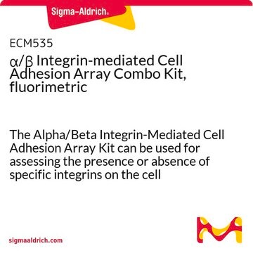 &#945;/&#946; Integrin-mediated Cell Adhesion Array Combo Kit, fluorimetric The Alpha/Beta Integrin-Mediated Cell Adhesion Array Kit can be used for assessing the presence or absence of specific integrins on the cell surface.