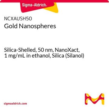 Gold Nanospheres Silica-Shelled, 50&#160;nm, NanoXact, 1&#160;mg/mL in ethanol, Silica (Silanol)