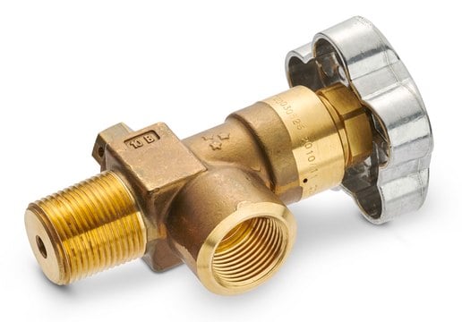 Valve brass diaphragm, for CGA 580 right angle path, internal, right hand thread