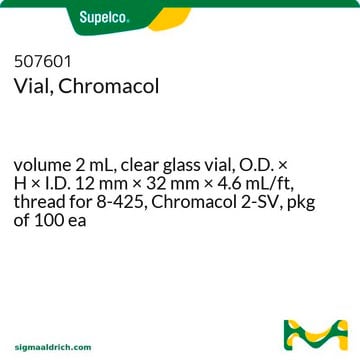 Vial, Chromacol volume 2&#160;mL, clear glass vial, O.D. × H × I.D. 12&#160;mm × 32&#160;mm × 4.6&#160;mL/ft, thread for 8-425, Chromacol 2-SV, pkg of 100&#160;ea