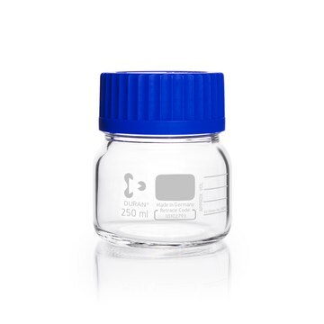 DURAN&#174; wide mouth laboratory bottle with cap, round glass bottle, bottle capacity (250&#160;mL), non-sterile