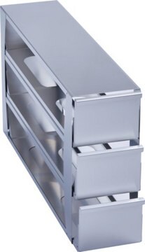 Eppendorf&#174; Drawer style stainless steel rack for CryoCube&#174; F740 upright freezers closed configuration for storage of 12 boxes up to 136 x 136 x 103 mm (4 inch boxes), 5-Compartment, external W × D × H (140&#160;mm) (563&#160;mm) (324&#160;mm)