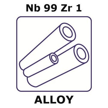 Niobium-zirconium alloy, Nb99Zr1 1000mm tube, 3.95mm outside diameter, 0.35mm wall thickness, 3.25mm inside diameter, stress relieved