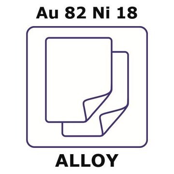 Gold-nickel alloy, Au82Ni18 foil, 50 x 50mm, 0.25mm thickness, as rolled