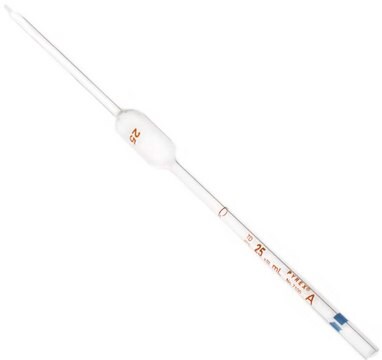 Pyrex&#174; pipettes, Class A color-coded reusable volume 25&#160;mL, accuracy: 0.03&#160;mL