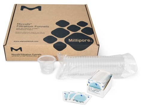 Microfil&#174; funnel with S-Pak&#174; sample volume 100 mL, mixed cellulose esters (MCE), pore size 0.7&#160;&#956;m, filter diam. 47&#160;mm, white filter, gridded filter