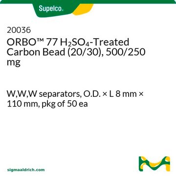 ORBO&#8482; 77 H2SO4-Treated Carbon Bead (20/30), 500/250 mg W,W,W separators, O.D. × L 8&#160;mm × 110&#160;mm, pkg of 50&#160;ea