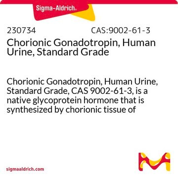 Chorionic Gonadotropin, Human Urine, Standard Grade Chorionic Gonadotropin, Human Urine, Standard Grade, CAS 9002-61-3, is a native glycoprotein hormone that is synthesized by chorionic tissue of the placenta and found in urine during pregnancy.