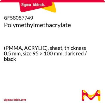 Polymethylmethacrylate (PMMA, ACRYLIC), sheet, thickness 0.5&#160;mm, size 95 × 100&#160;mm, dark red / black