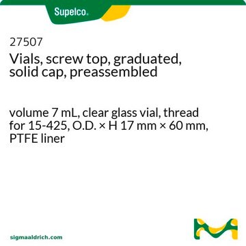 Vials, screw top, graduated, solid cap, preassembled volume 7&#160;mL, clear glass vial, thread for 15-425, O.D. × H 17&#160;mm × 60&#160;mm, PTFE liner