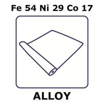 Glass Sealing Alloy, Fe54Ni29Co17 foil, 1m coil, 0.25mm thickness, annealed