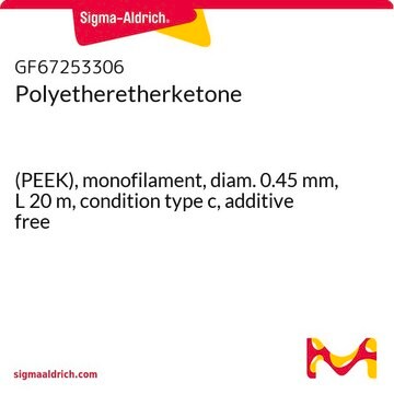 Polyetheretherketone (PEEK), monofilament, diam. 0.45&#160;mm, L 20&#160;m, condition type c, additive free