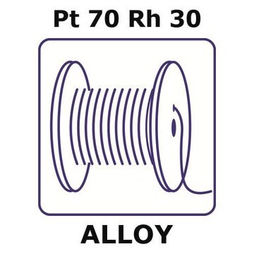 Platinum/Rhodium wire, Pt 70%/Rh 30%, 0.025&#160;mm diameter, length 2 m, temper as drawn