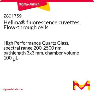 Hellma&#174; fluorescence cuvettes, Flow-through cells High Performance Quartz Glass, spectral range 200-2500 nm, pathlength 3x3&#160;mm, chamber volume 100&#160;&#956;L