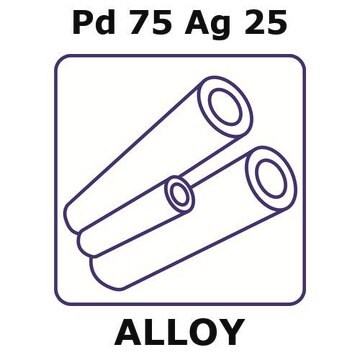 Palladium-silver alloy, Pd75Ag25 50mm tube, 4.7mm outside diameter, 0.25mm wall thickness, 4.2mm inside diameter, as drawn