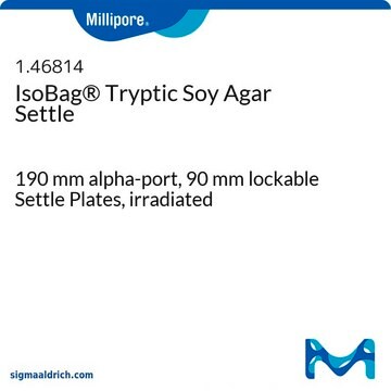 Tryptic Soy Agar - Ready-to-use Settle Plates IsoBag&#174;, 190 mm alpha-port, ICR plus lockable Plates, sterile; irradiated, plate diam. 90&#160;mm, suitable for air monitoring