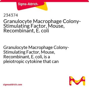 Granulocyte Macrophage Colony-Stimulating Factor, Mouse, Recombinant, E. coli Granulocyte Macrophage Colony-Stimulating Factor, Mouse, Recombinant, E. coli, is a pleiotropic cytokine that can stimulate the proliferation, maturation, and function of hematopoietic cells.