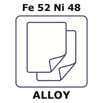 Iron-Nickel alloy, Fe52Ni48 foil, 100 x 100mm, 0.75mm thickness, annealed