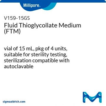 Fluid Thioglycollate Medium (FTM) vial of 15&#160;mL, pkg of 4&#160;units, suitable for sterility testing, sterilization compatible with autoclavable