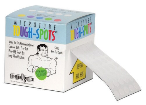 Tough-Spots&#174; 5 across, diam. 1/2&#160;in., white, roll of 5000