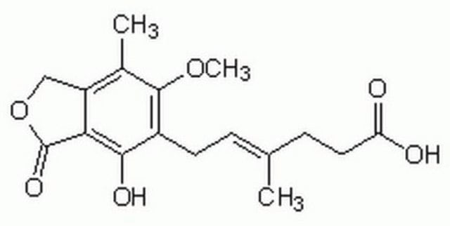 Mycophenolic Acid An immunosuppressive agent that inhibits de novo purine nucleotide synthesis via inhibition of inosine monophosphate dehydrogenase and prevents the formation of XMP and GMP.