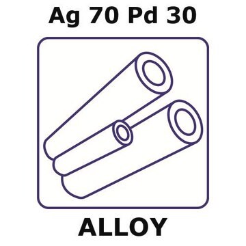 Silver-palladium alloy, Ag70Pd30 100mm tube, 2.2mm outside diameter, 0.1mm wall thickness, 2.0mm inside diameter