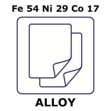 Glass Sealing Alloy, Fe54Ni29Co17 foil, 25 x 25mm, 0.5mm thickness, annealed