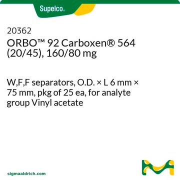 ORBO&#8482; 92 Carboxen&#174; 564 (20/45), 160/80 mg W,F,F separators, O.D. × L 6&#160;mm × 75&#160;mm, pkg of 25&#160;ea, for analyte group Vinyl acetate