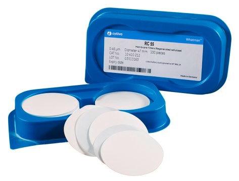 Whatman&#174; regenerated cellulose membrane filters RC55 Membrane Circles, diam. 25&#160;mm, pore size 0.45&#160;&#956;m