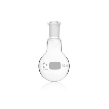 DURAN&#174; reaction flask with ground joint glass flask, flask capacity (50&#160;mL), single neck, round bottom, neck joint: ST/NS 14/23