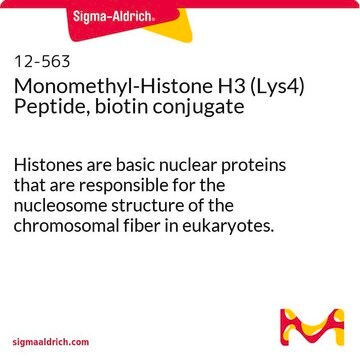 Monomethyl-Histone H3 (Lys4) Peptide, biotin conjugate Histones are basic nuclear proteins that are responsible for the nucleosome structure of the chromosomal fiber in eukaryotes.