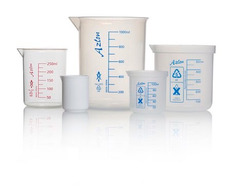 Azlon Straight-sided Beakers graduated, polypropylene, capacity 25&#160;mL