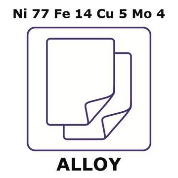 Magnetic shielding alloy, Ni77Fe14Cu5Mo4 foil, Ni 77%/Fe 14%/Cu 5%/Mo 4%, thickness 0.05&#160;mm, length 0.5 m, coil width 150&#160;mm